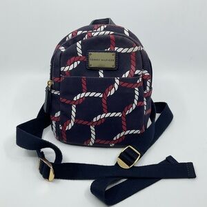 Tommy Hilfiger Nautical Rope Print Mini Backpack Navy Canvas Preppy